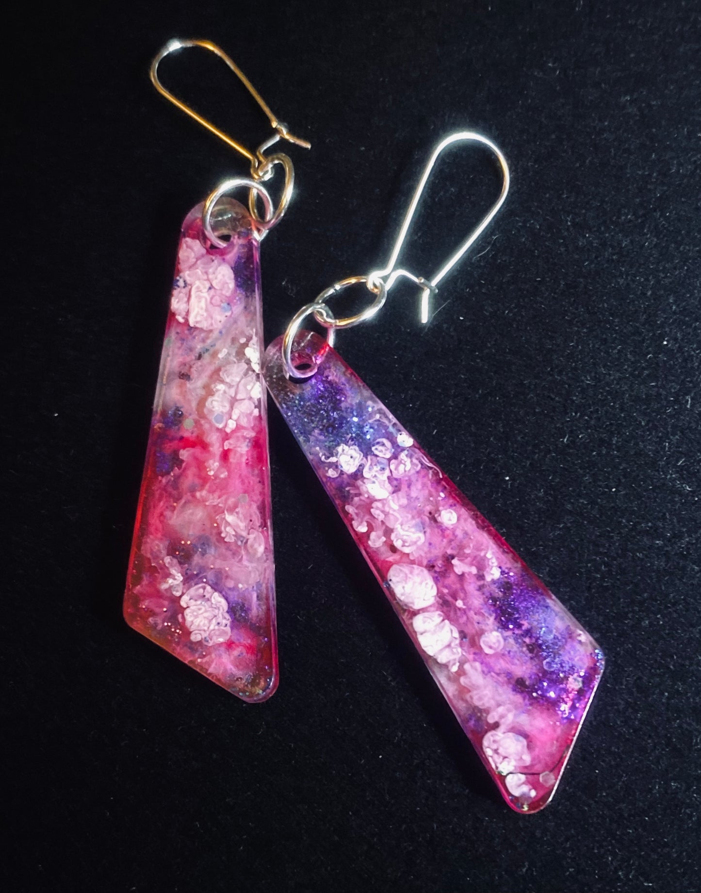 Silver-Plated Wired, Handmade Resin Earrings