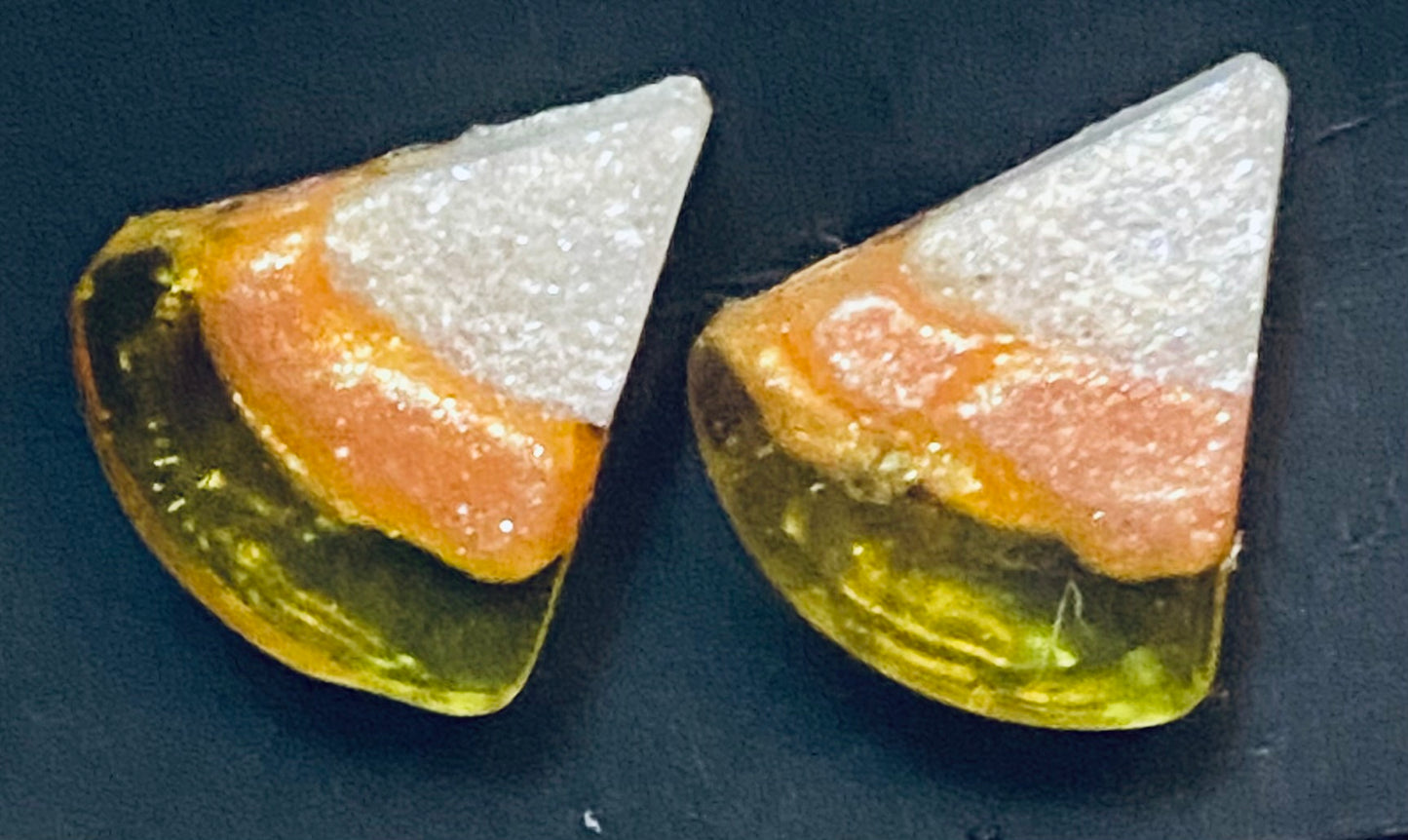 Resin Earrings w/14k Gold Plated Posts (Halloween Colors)