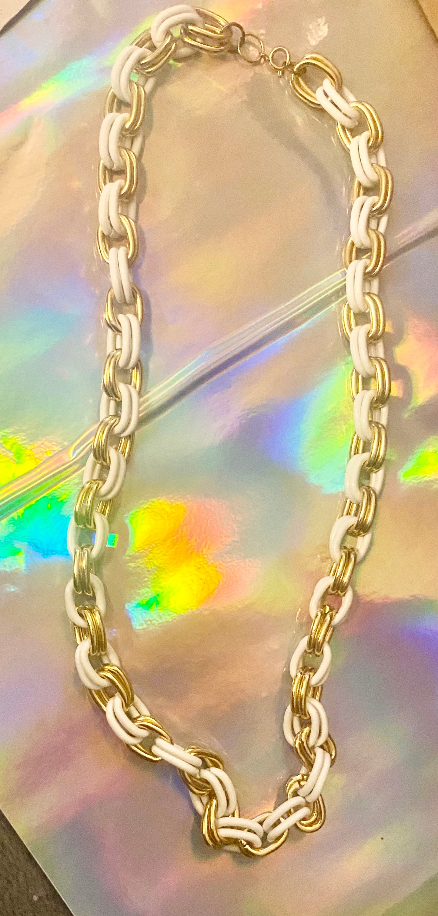 Gold & White Chunky Necklace