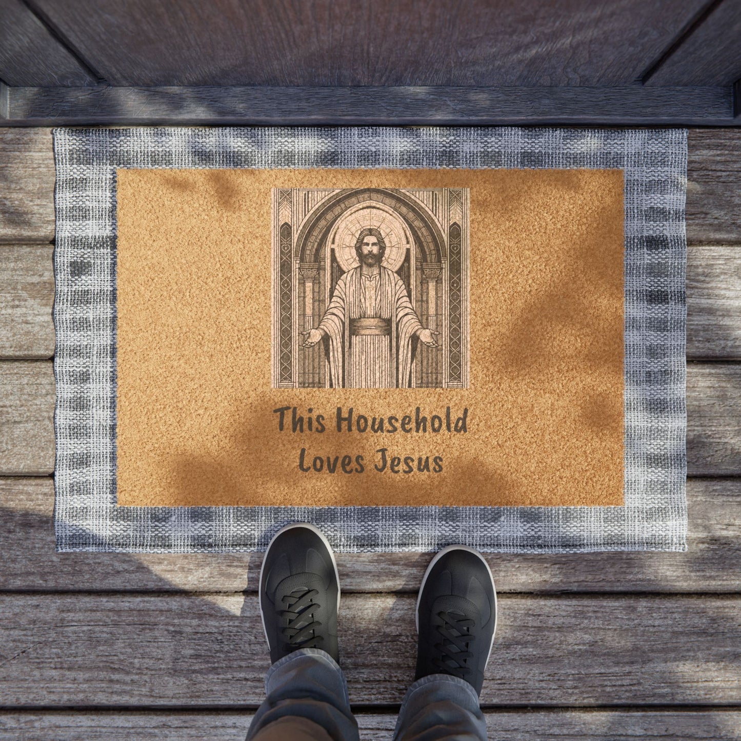 Doormat - Jesus Church Household Love Sign