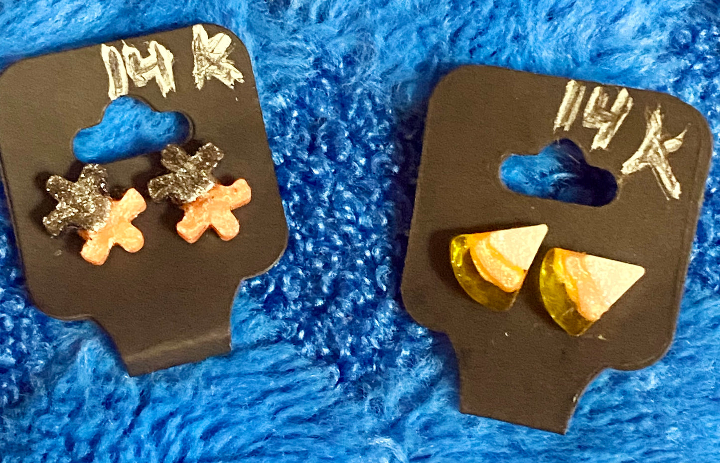 Resin Earrings w/14k Gold Plated Posts (Halloween Colors)