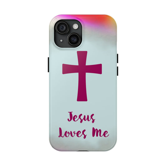 Faith-Inspired Tough Phone Case - Jesus Loves Me Design, Durable Case, Gift for Believers, Inspirational