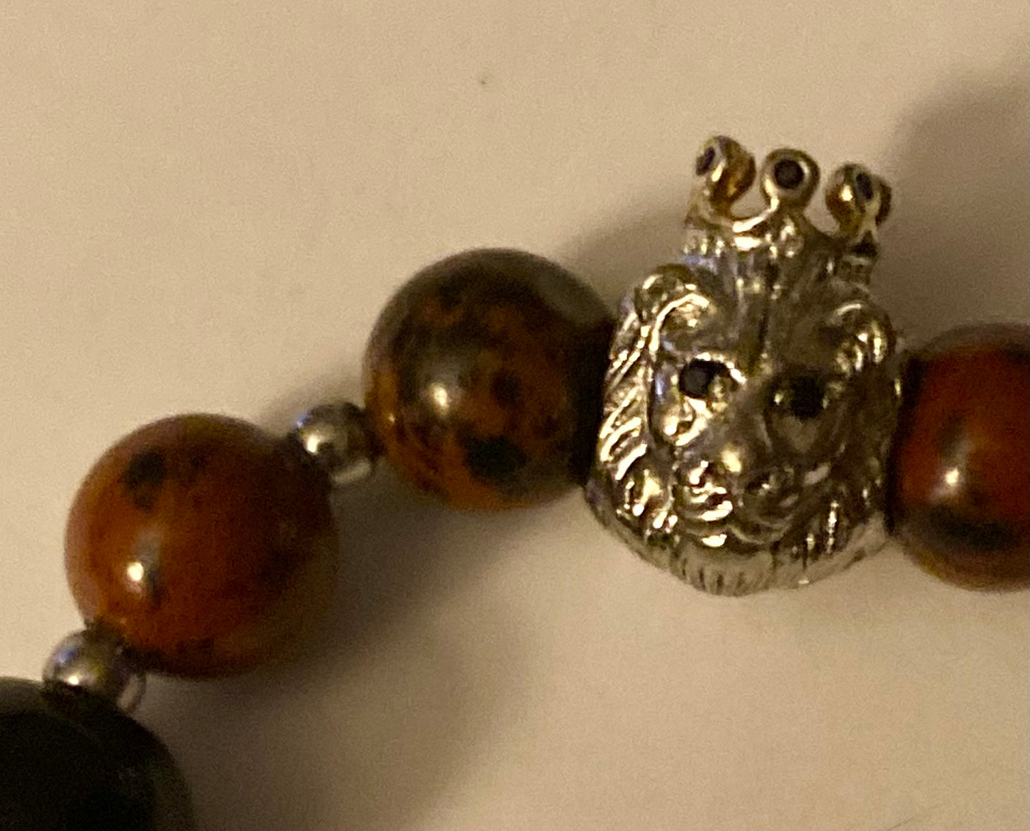 Kings Bracelet Lion Face & Tigers Eye Beads