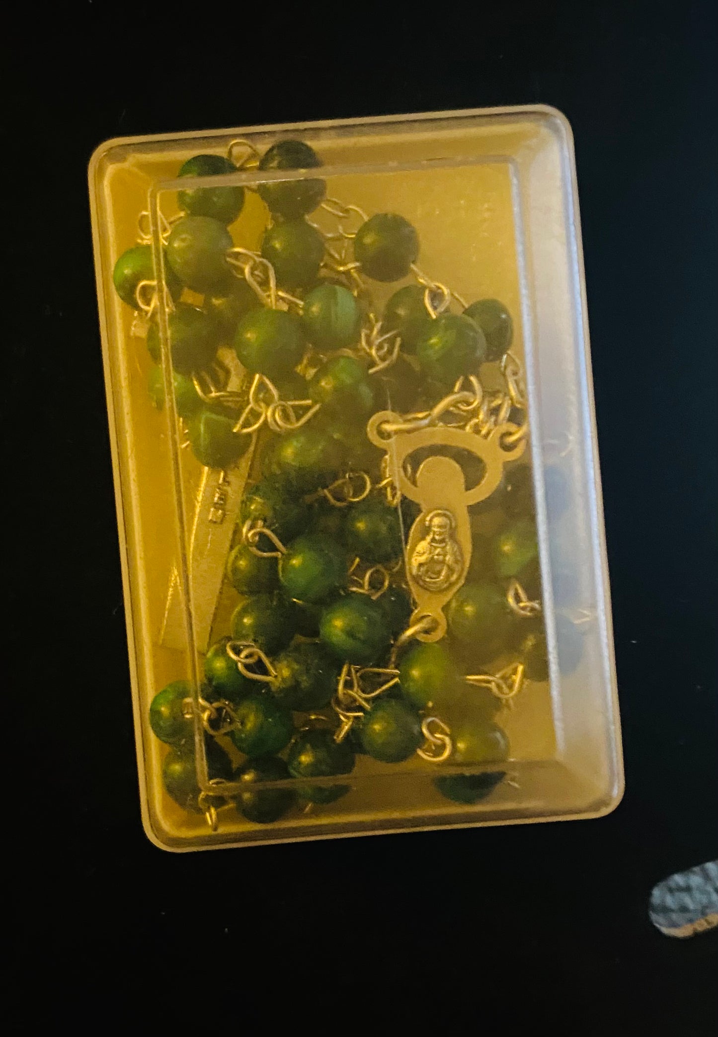 Vintage Sterling Silver, Malachite Jerusalem Rosary Necklace
