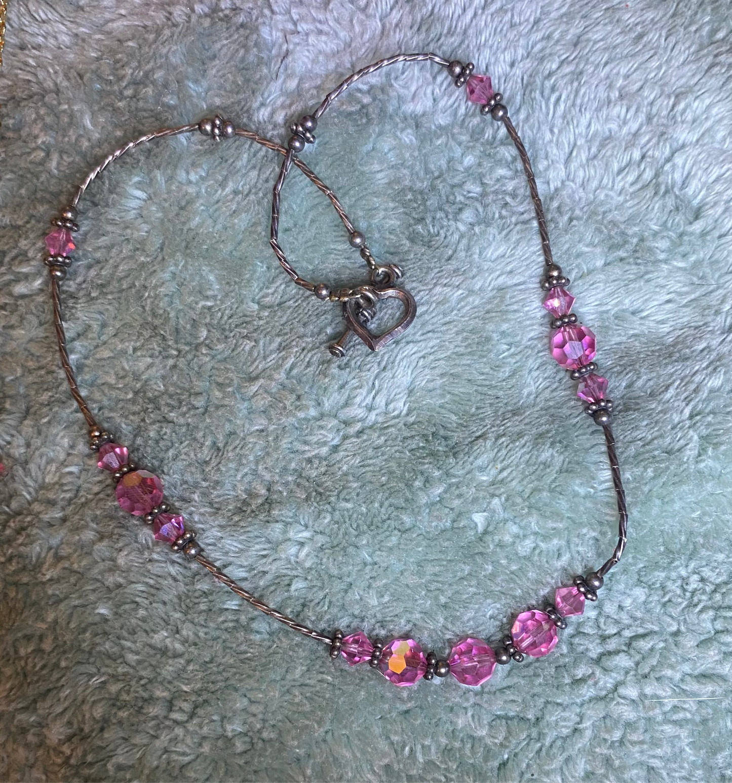 Vintage Pink Crystal Beaded Necklace.