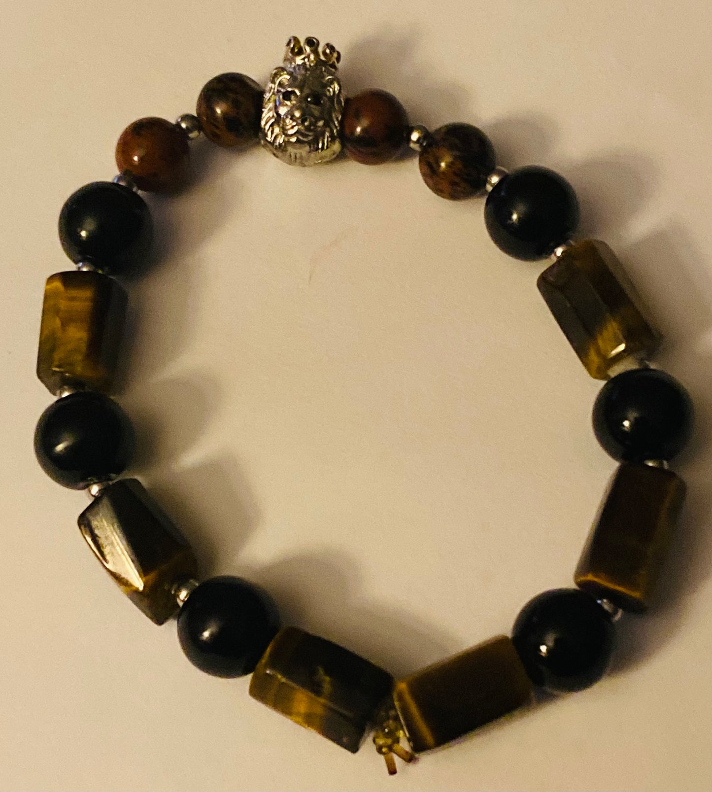 Kings Bracelet Lion Face & Tigers Eye Beads