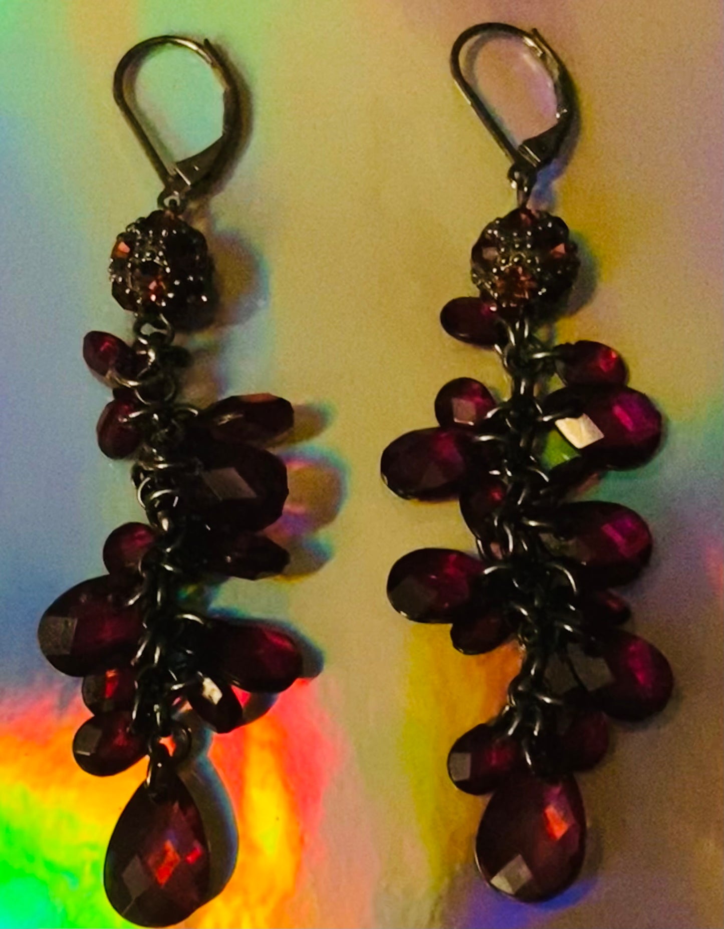 Purple Cluster Earrings