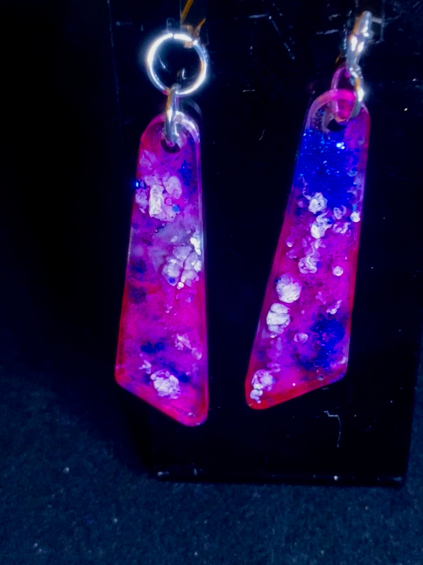 Silver-Plated Wired, Handmade Resin Earrings