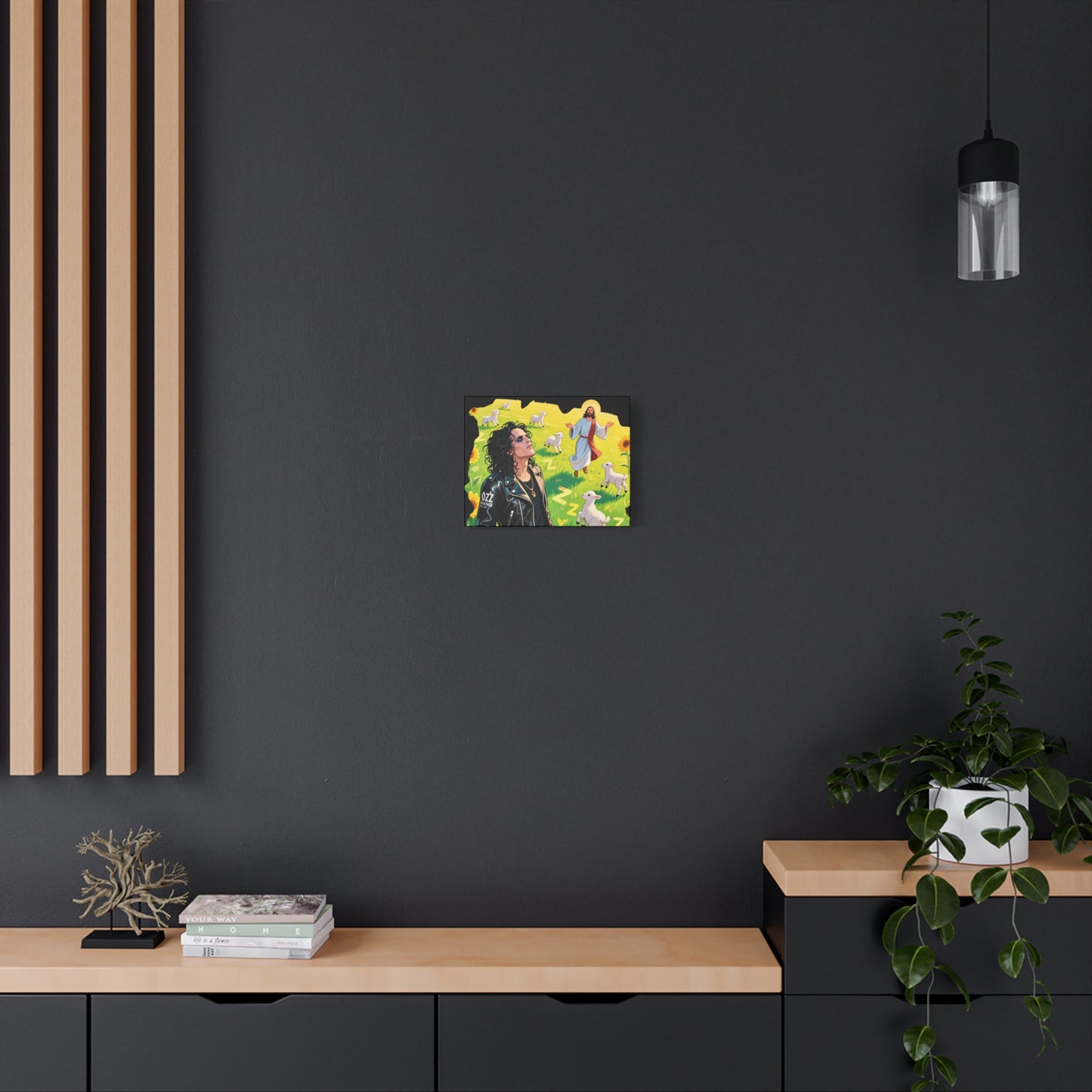 Canvas Wall Art with Vibrant Jesus and Sheep Design,