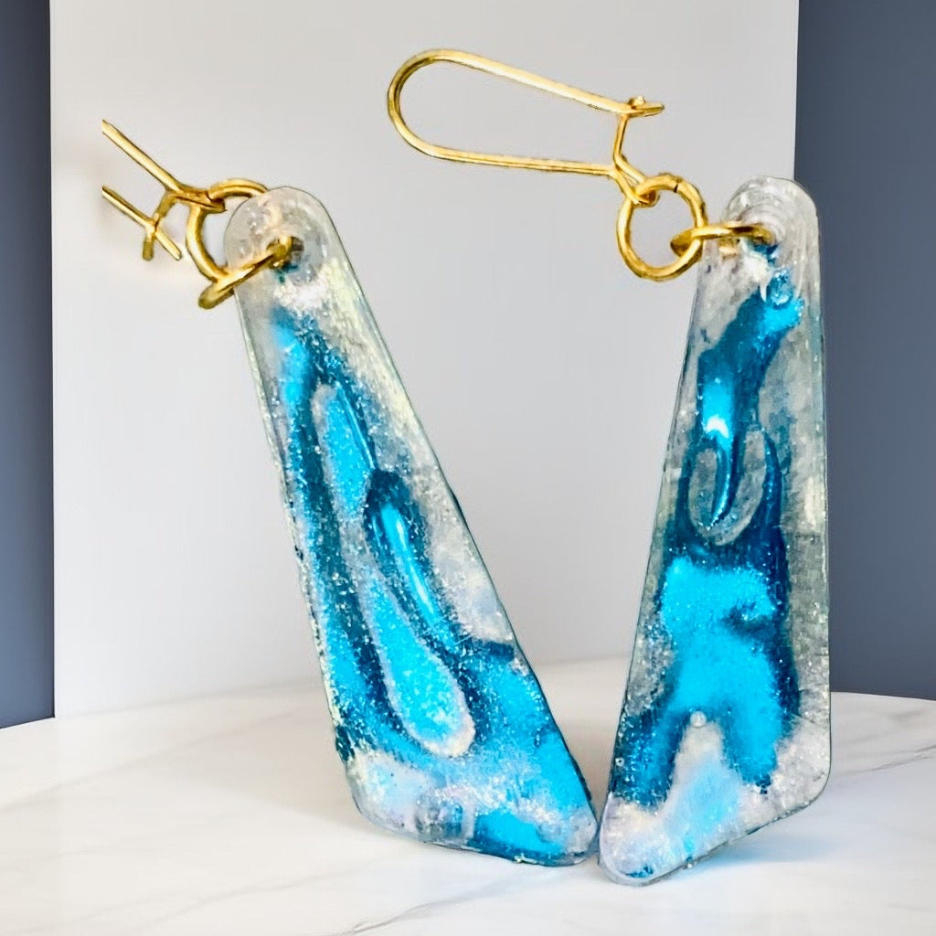Handmade Resin Earrings w/Gold Plated Wires