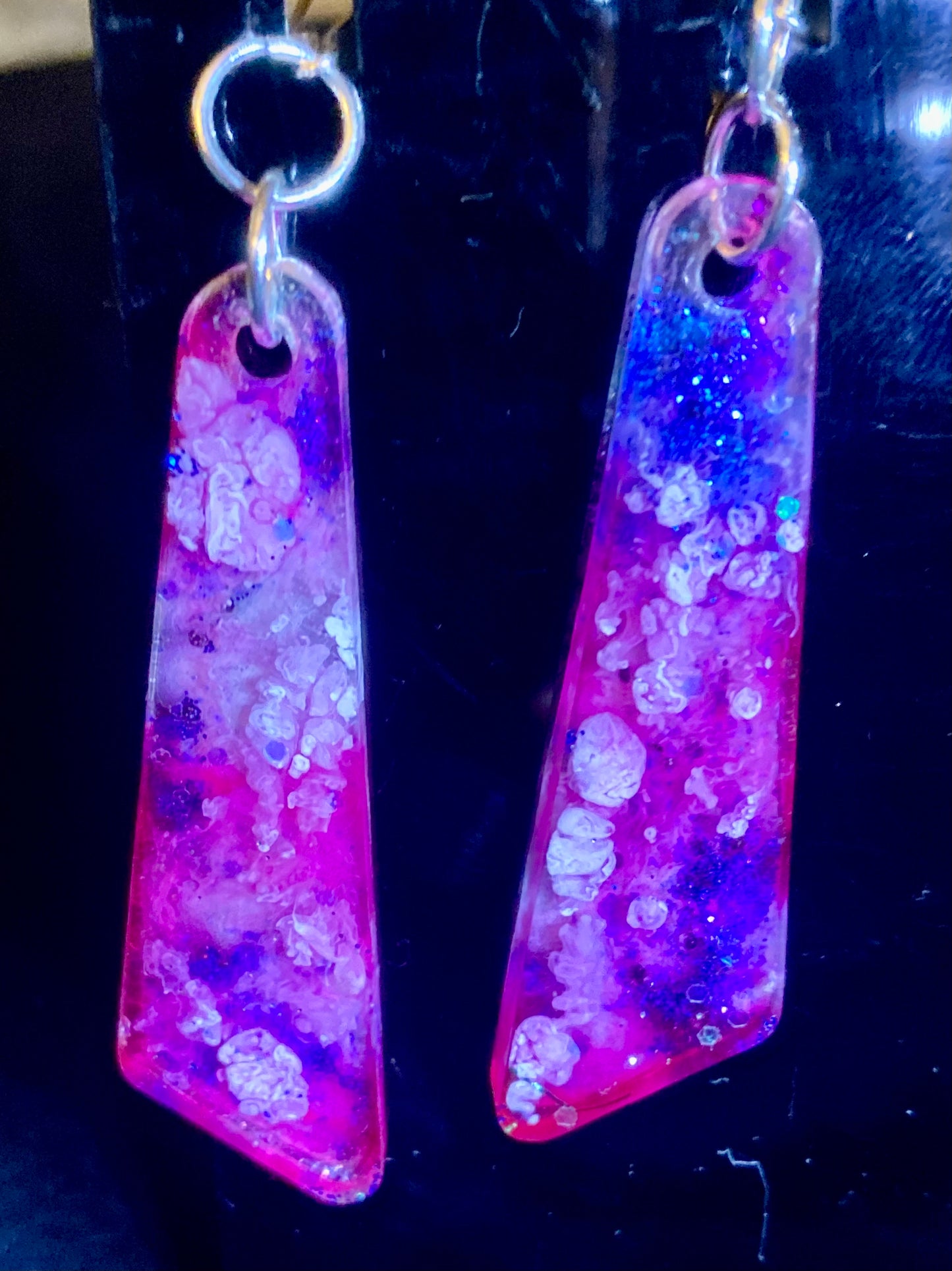 Silver-Plated Wired, Handmade Resin Earrings