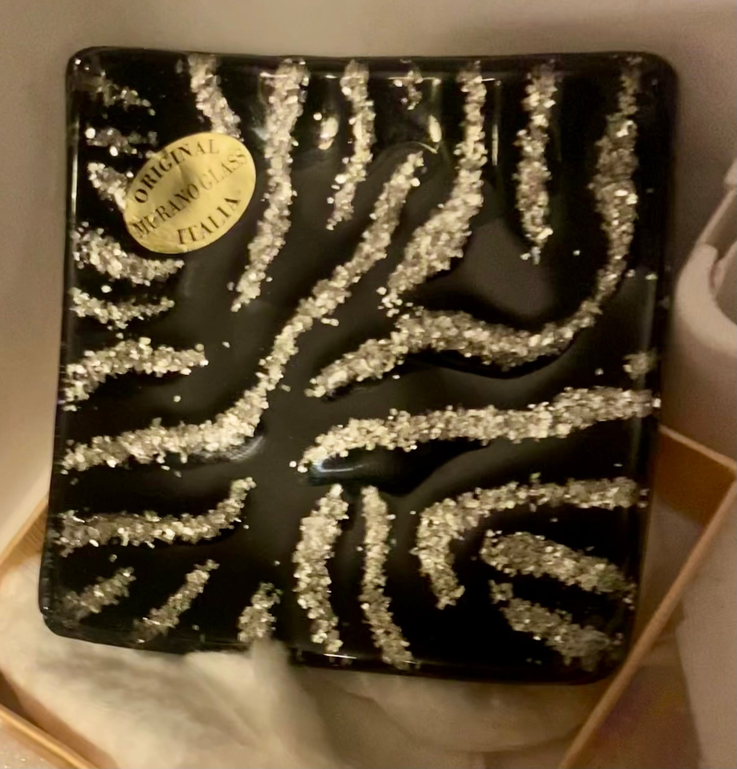 Original Murano Deco Glass Square Plate