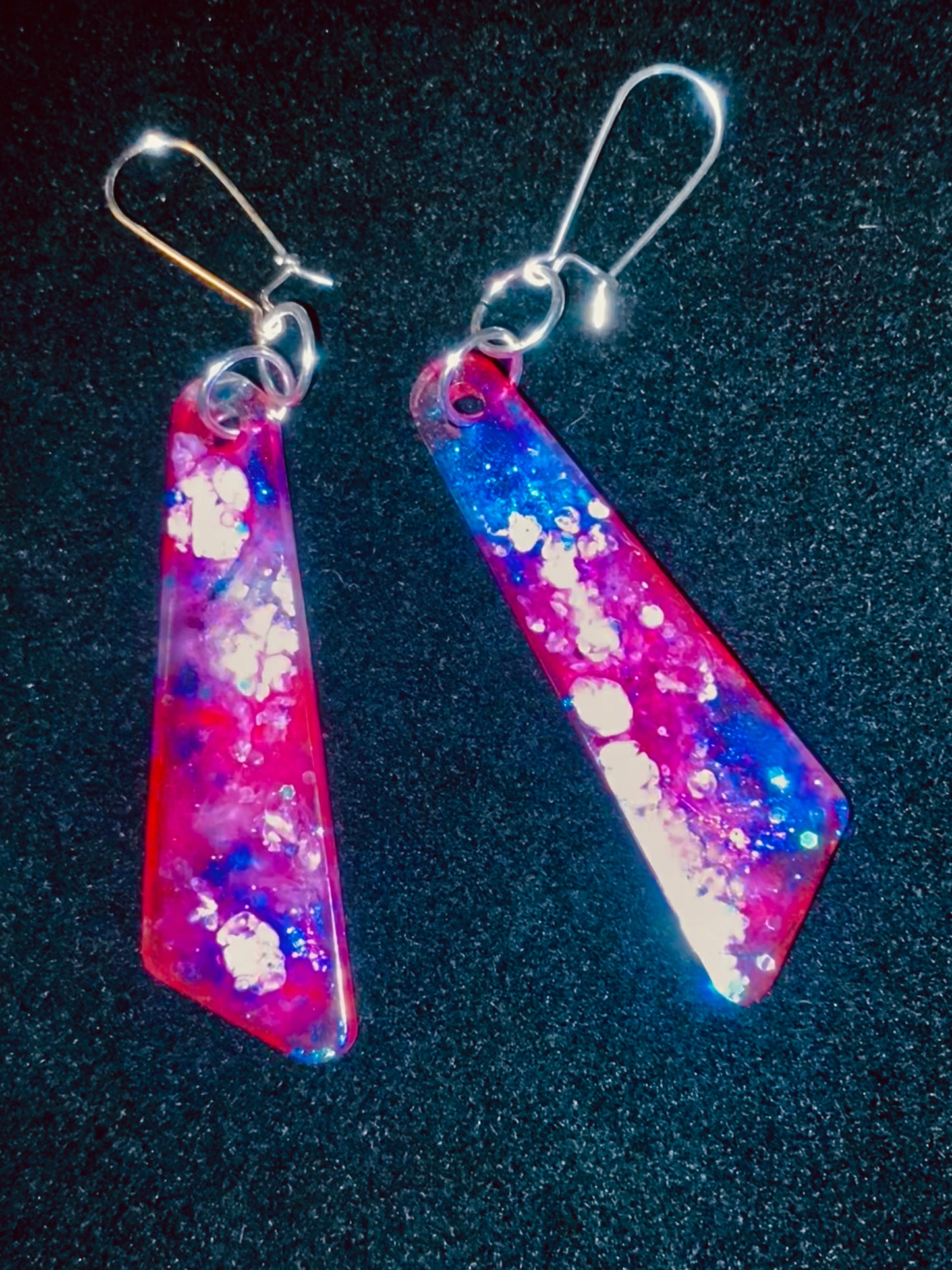 Silver-Plated Wired, Handmade Resin Earrings