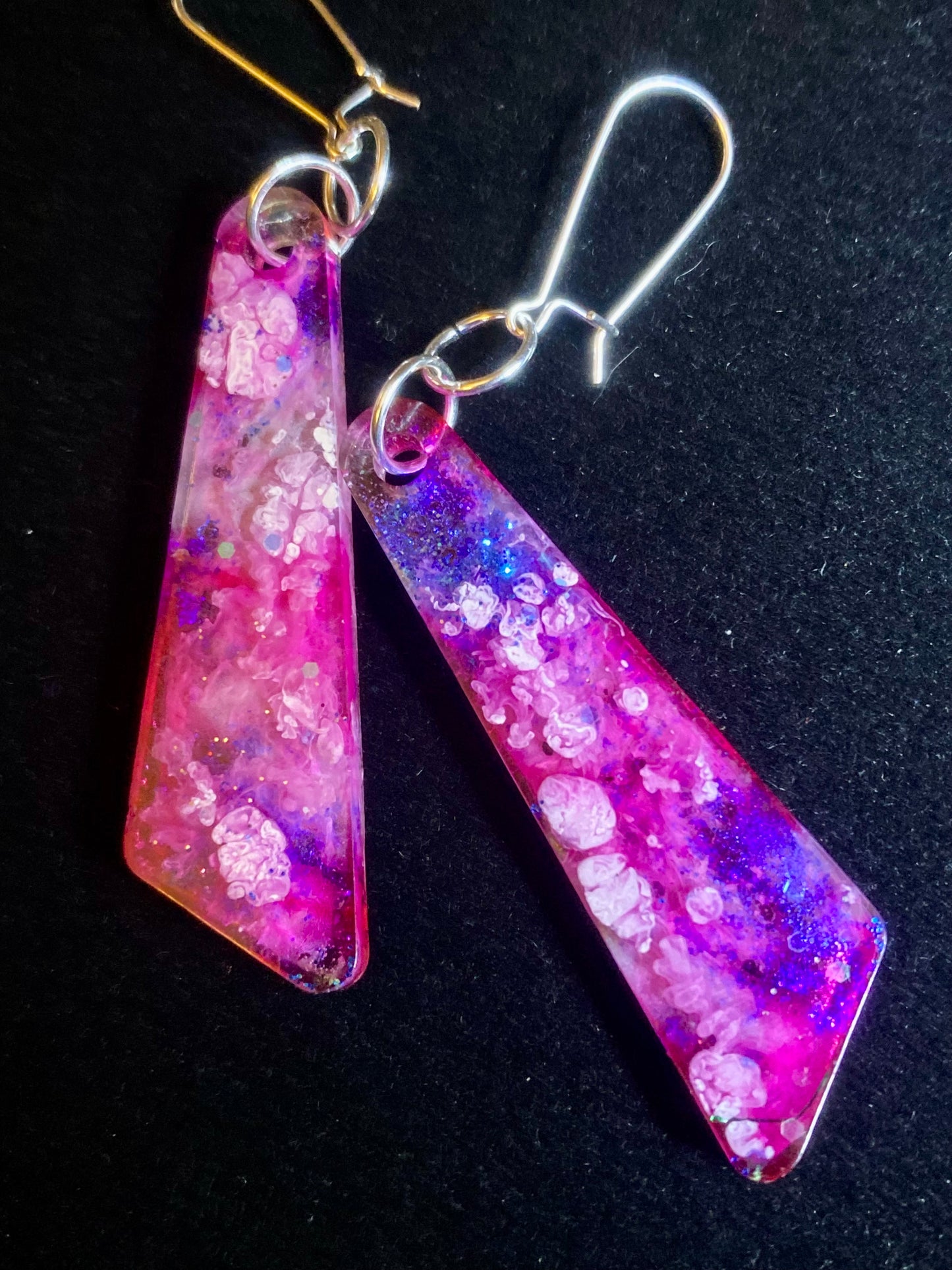 Silver-Plated Wired, Handmade Resin Earrings
