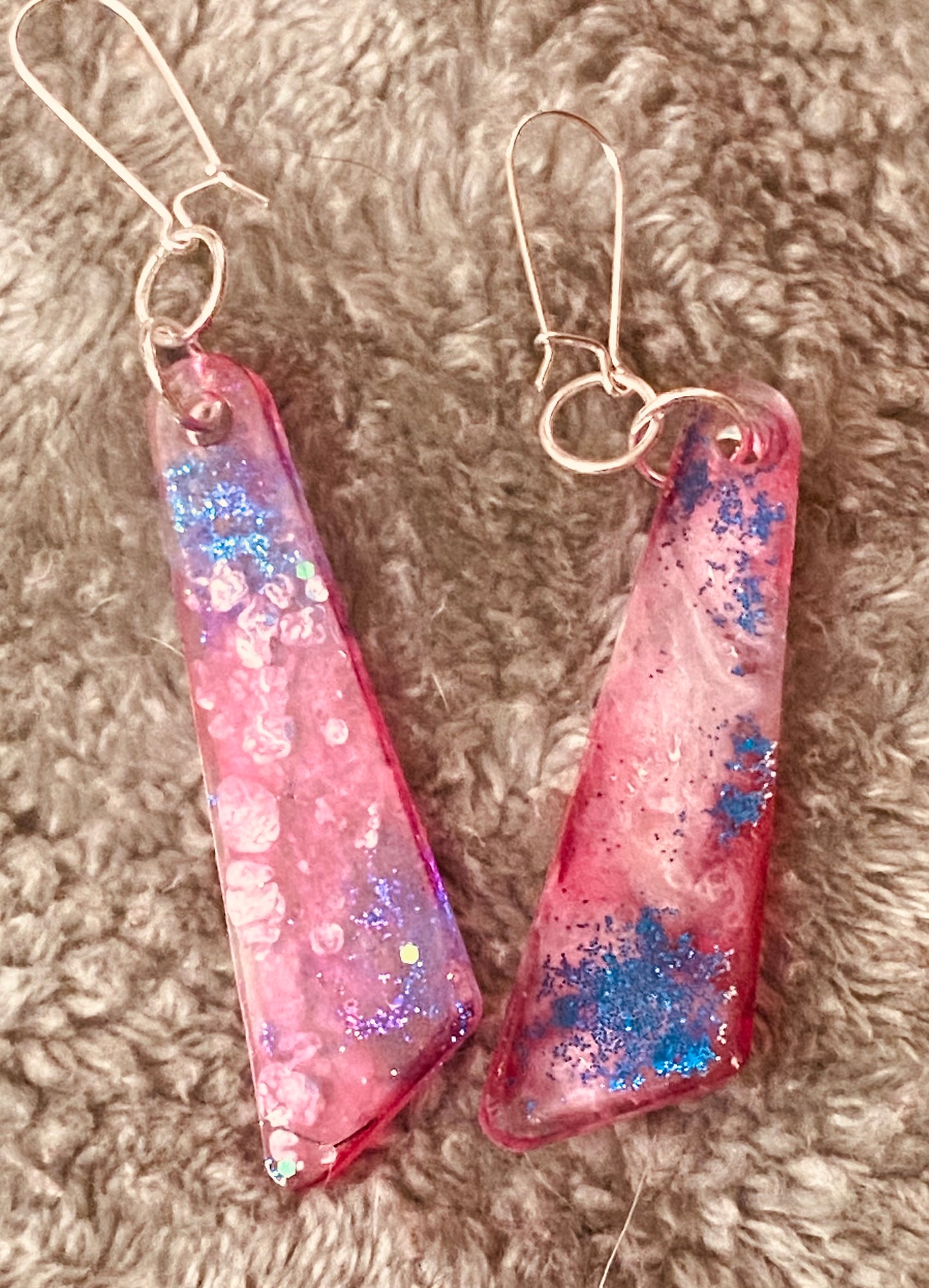Silver-Plated Wired, Handmade Resin Earrings