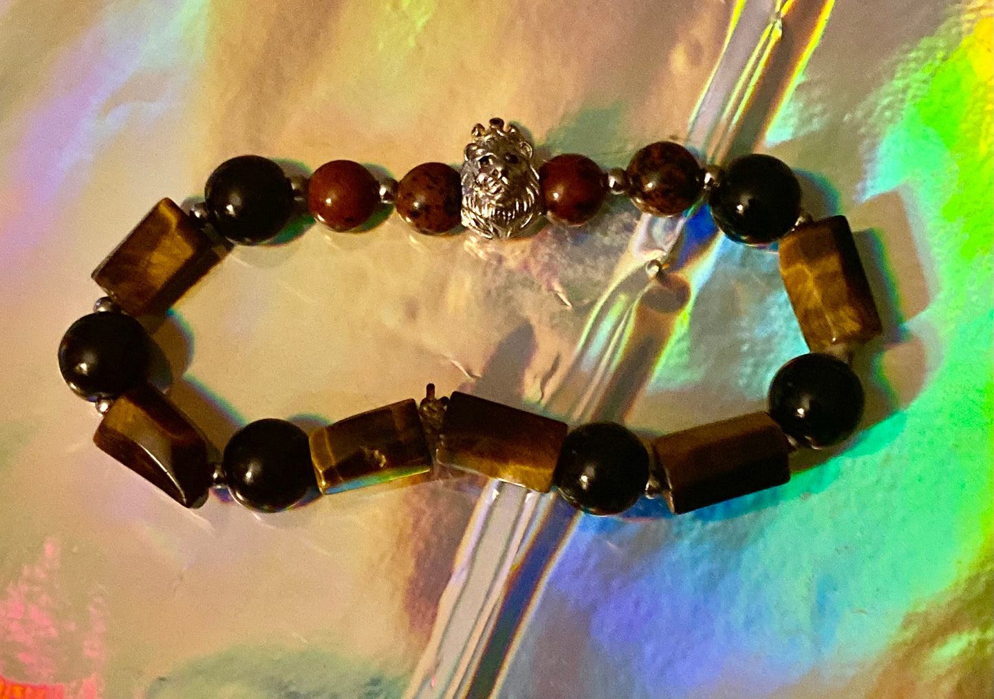 Kings Bracelet Lion Face & Tigers Eye Beads