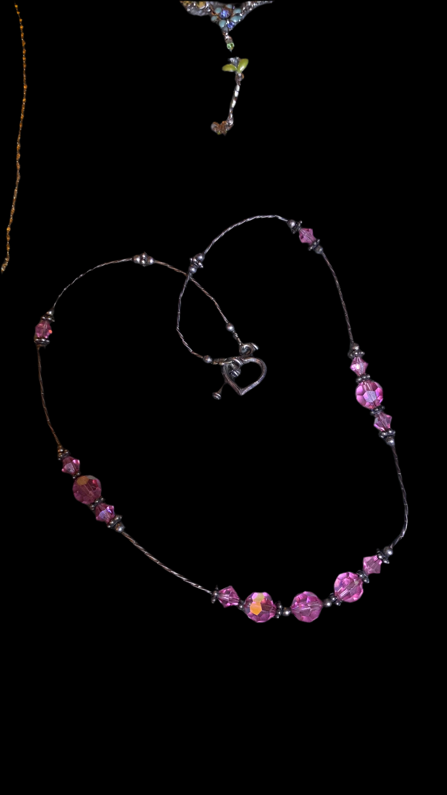 Vintage Pink Crystal Beaded Necklace.