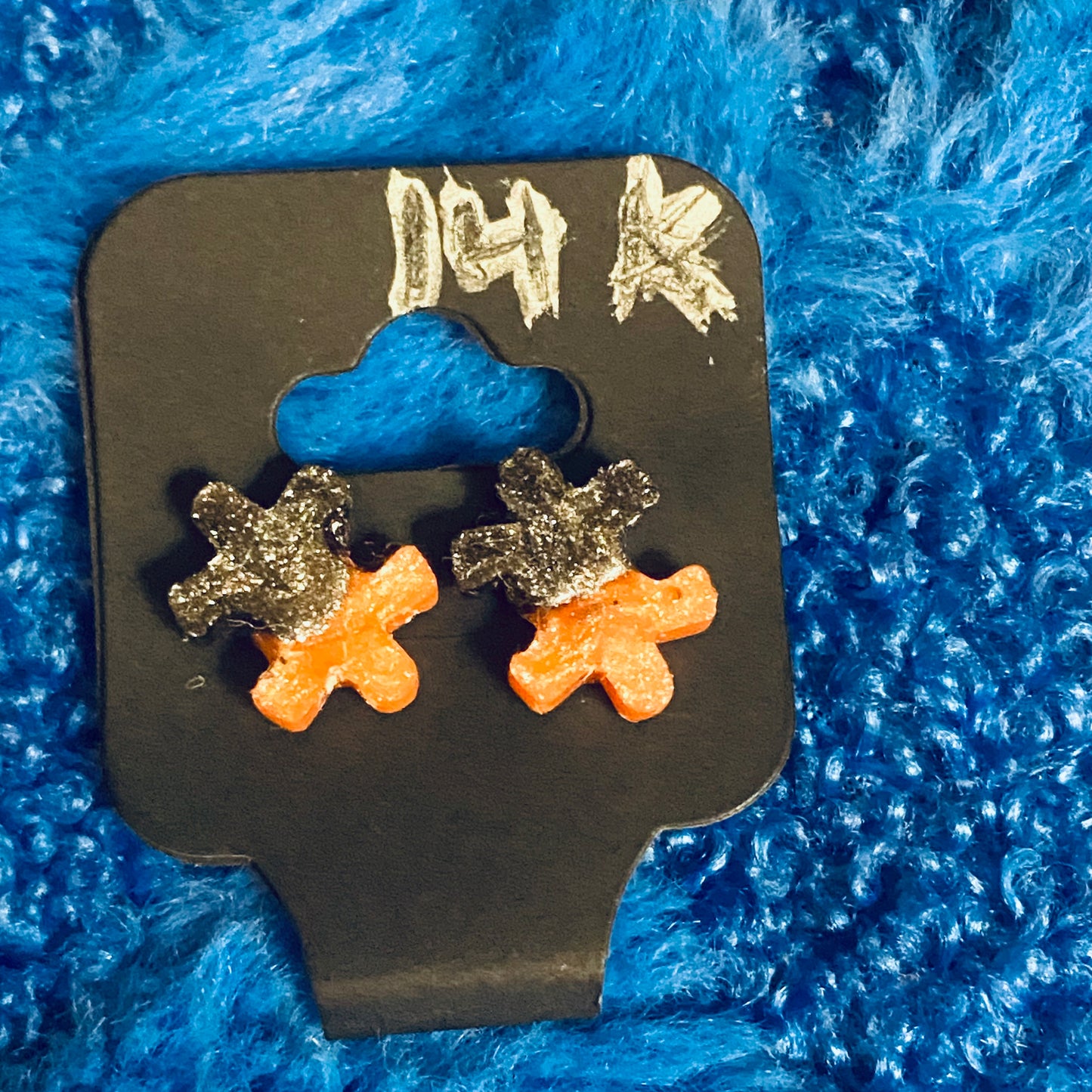 Resin Earrings w/14k Gold Plated Posts (Halloween Colors)