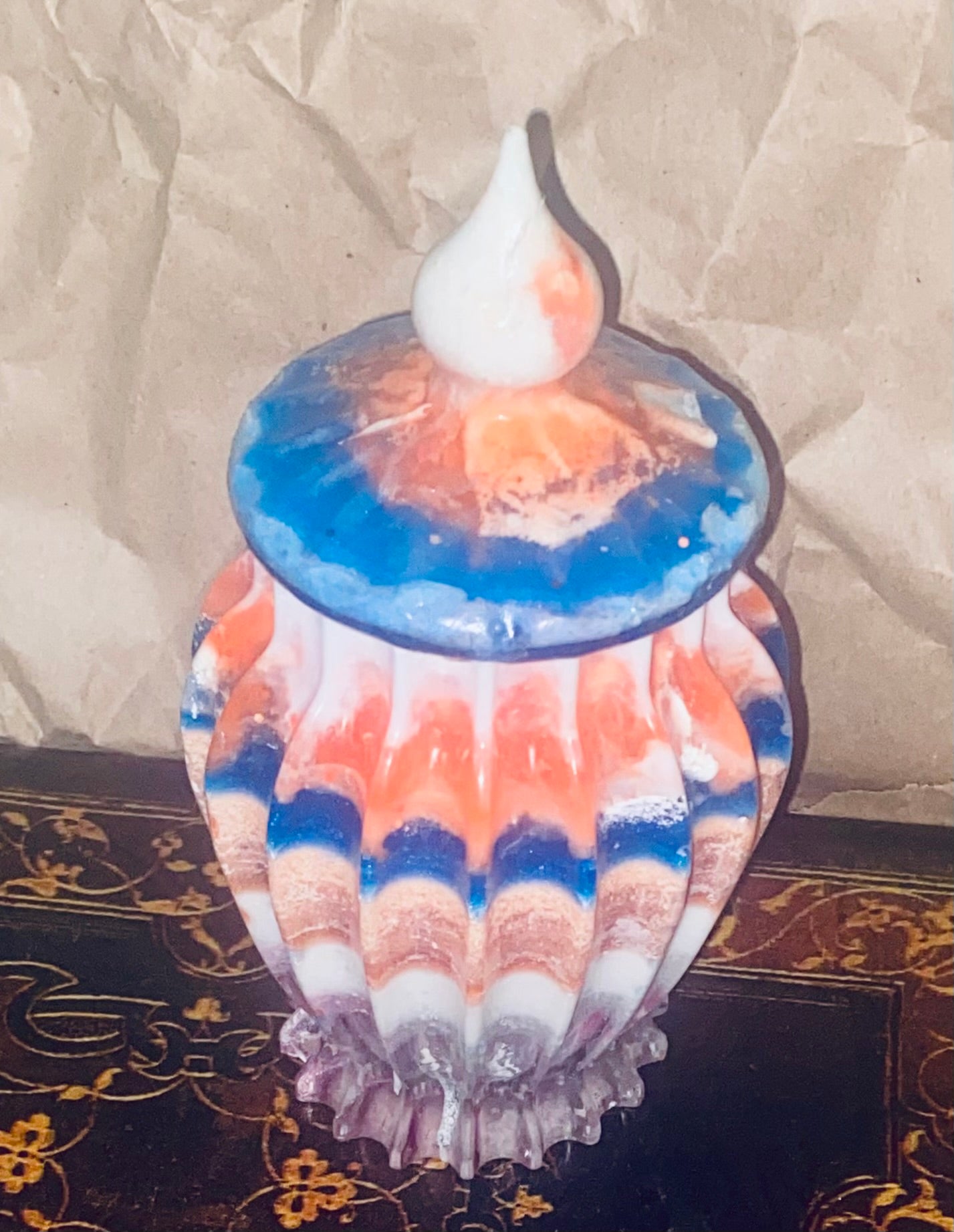 Colorful Resin Vase w/Lid