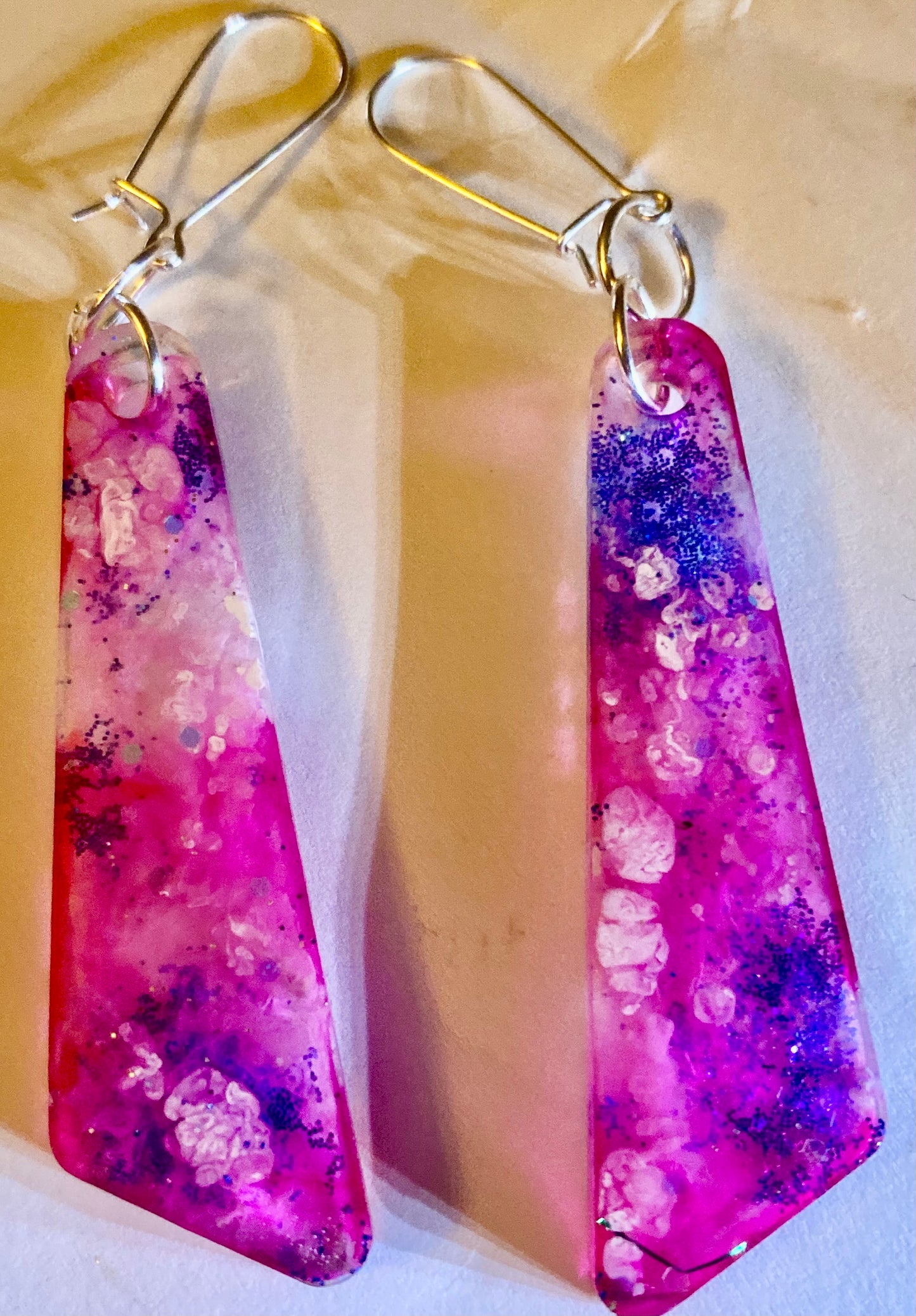 Silver-Plated Wired, Handmade Resin Earrings