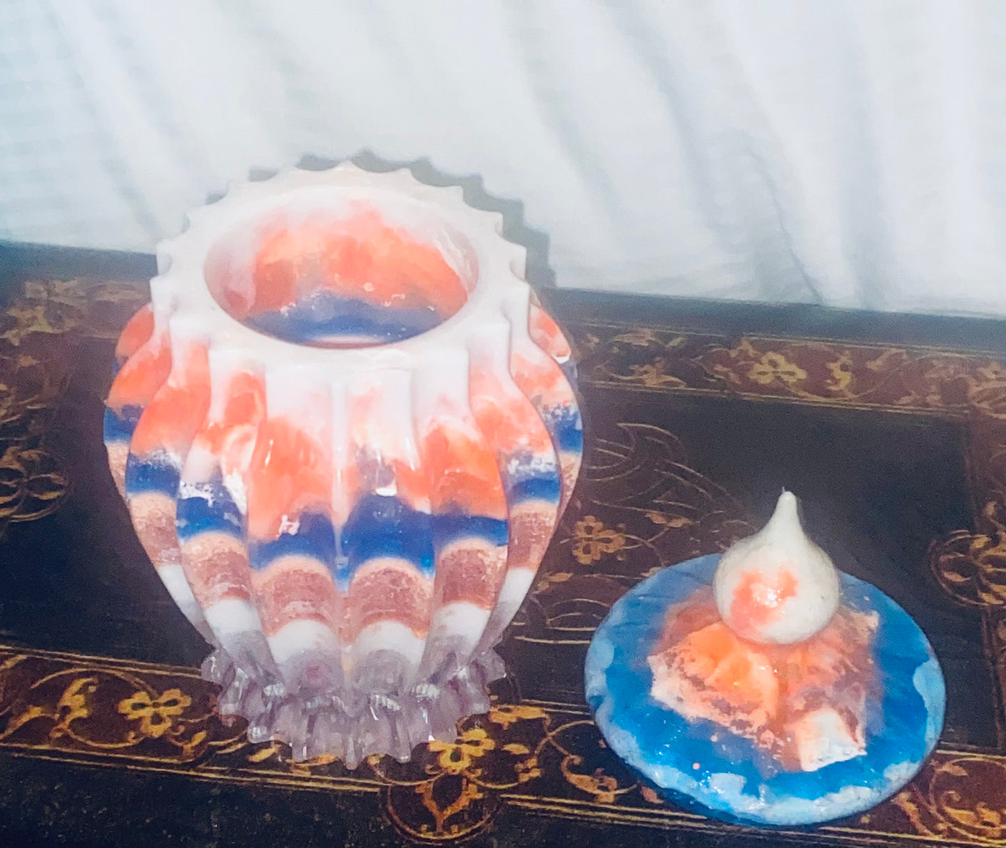 Colorful Resin Vase w/Lid