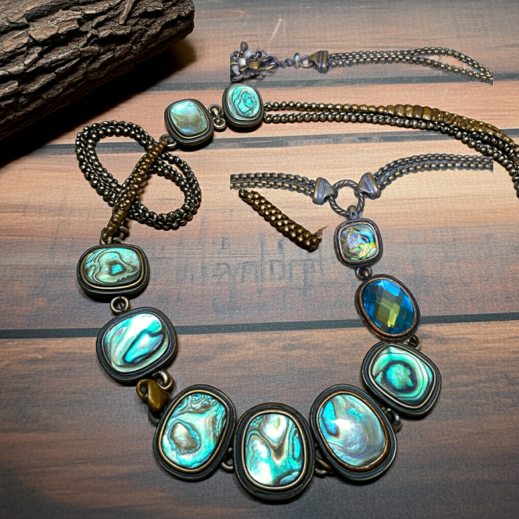 Beautiful Glass & Abalone Vintage Necklace