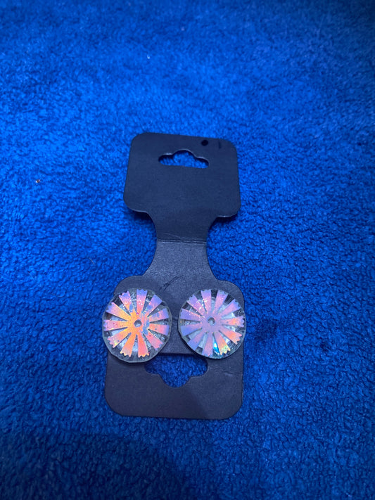 Handmade Resin Post Earrings w/Flowerlike Decor