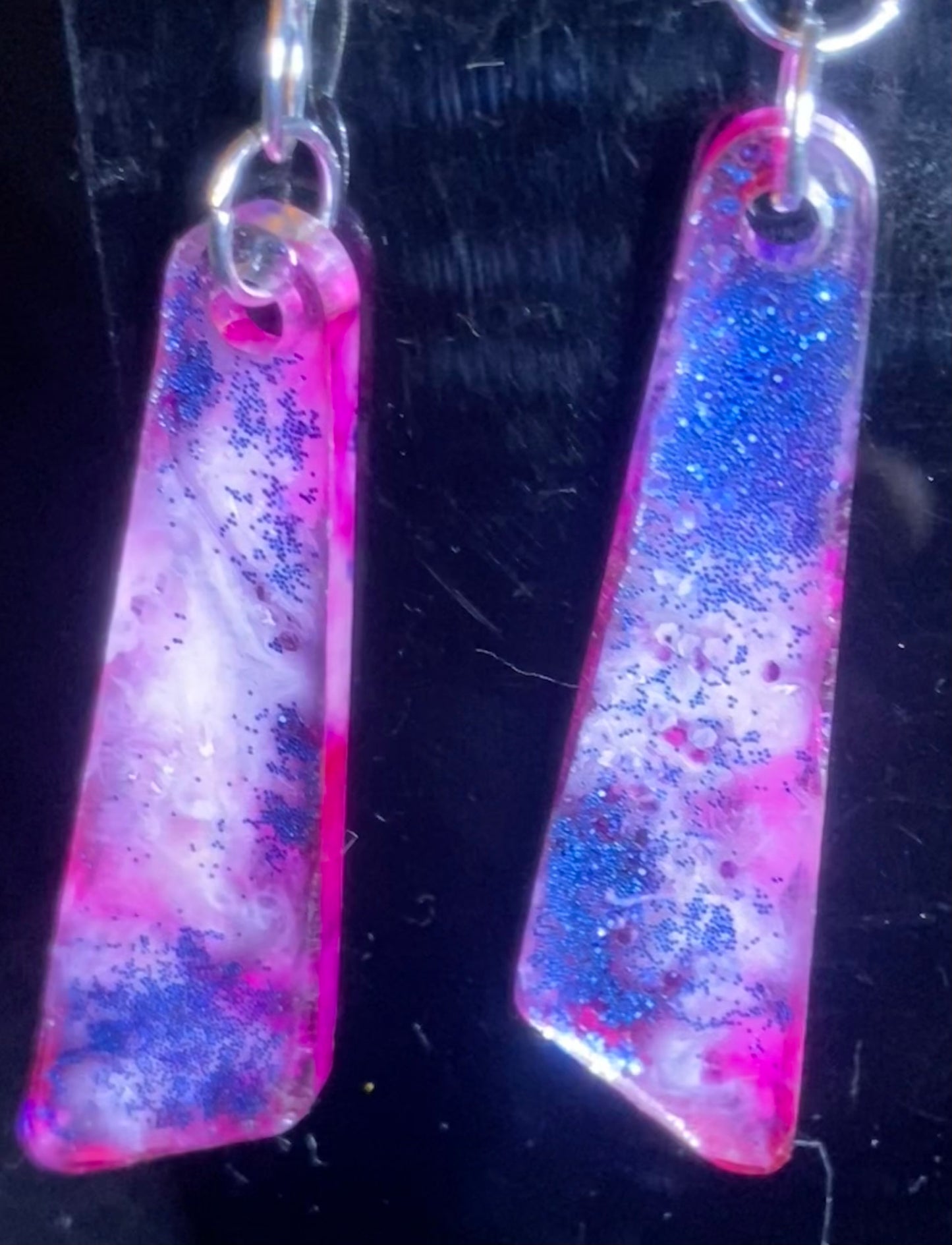 Silver-Plated Wired, Handmade Resin Earrings