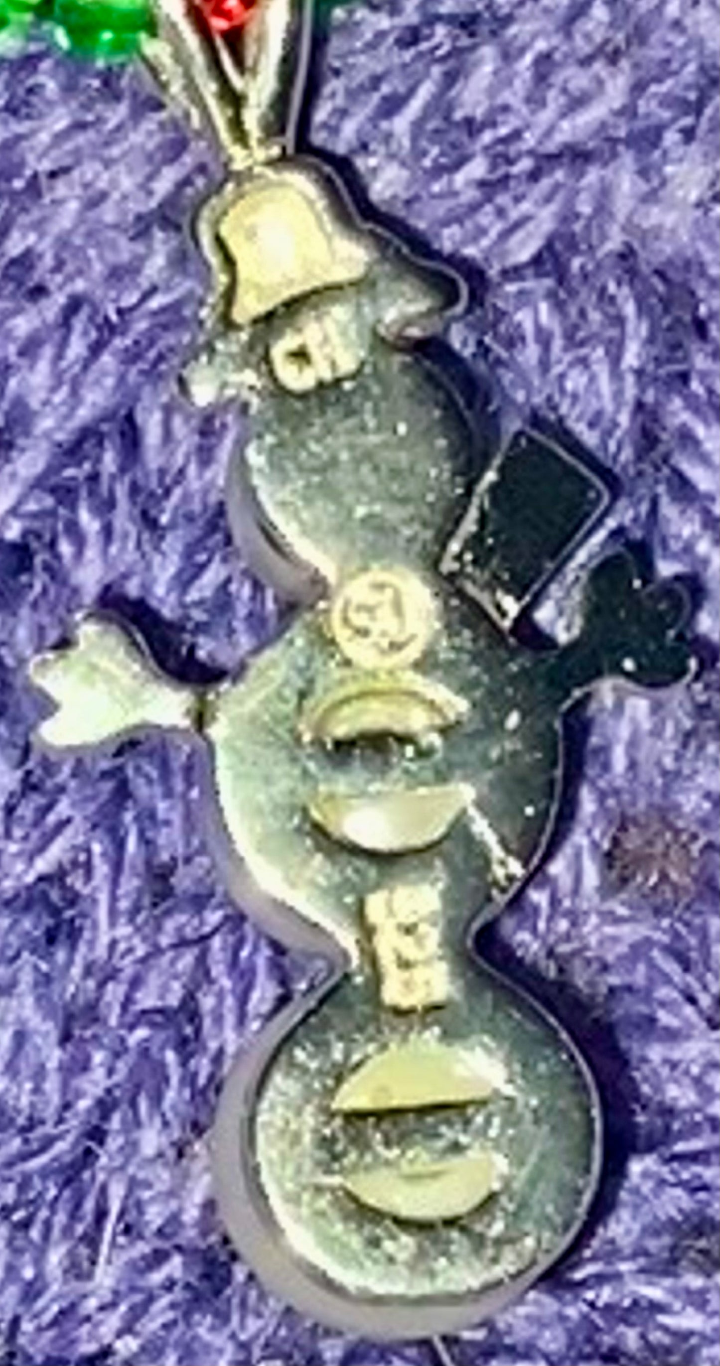 Snowman made of (3) Cultured Pearls, Sterling Silver (925), and Crystal Christmas Beads.