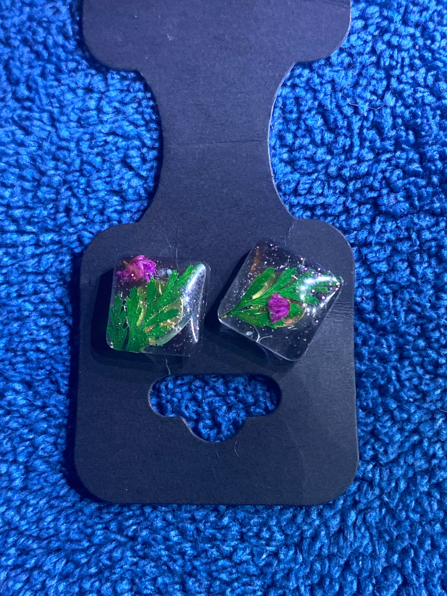 Dried Flower Resin Post Earrings